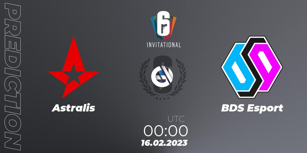 Prognose für das Spiel Astralis VS BDS Esport. 16.02.2023 at 00:00. Rainbow Six - Six Invitational 2023