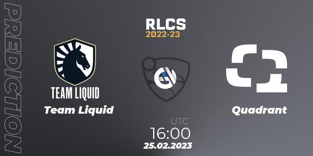 Prognose für das Spiel Team Liquid VS Quadrant. 25.02.23. Rocket League - RLCS 2022-23 - Winter: Europe Regional 3 - Winter Invitational