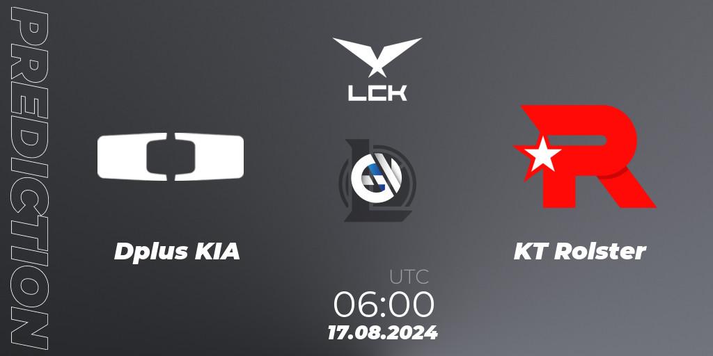 Prognose für das Spiel Dplus KIA VS KT Rolster. 17.08.2024 at 06:00. LoL - LCK Summer 2024 Group Stage
