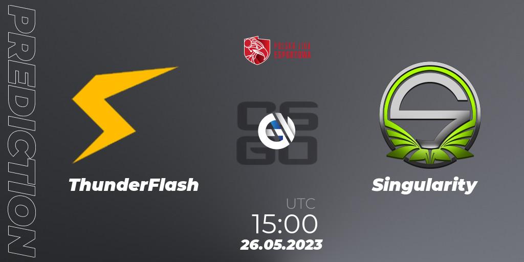 Prognose für das Spiel ThunderFlash VS Singularity. 26.05.2023 at 15:00. Counter-Strike (CS2) - Polish Esports League 2023 Split 2