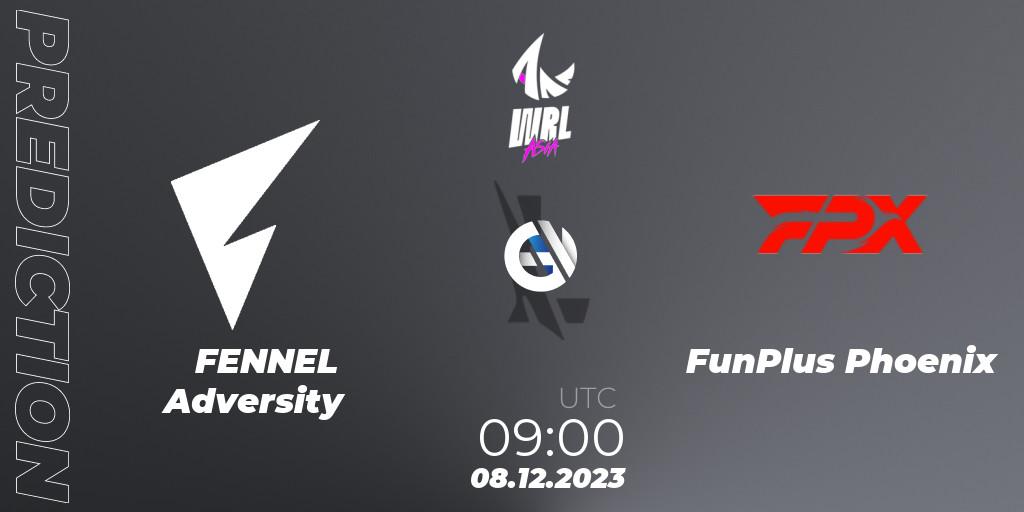 Prognose für das Spiel FENNEL Adversity VS FunPlus Phoenix. 08.12.2023 at 09:00. Wild Rift - WRL Asia 2023 - Season 2 - Regular Season