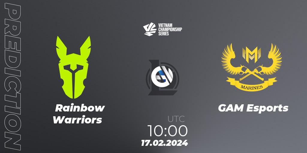 Prognose für das Spiel Rainbow Warriors VS GAM Esports. 17.02.24. LoL - VCS Dawn 2024 - Group Stage