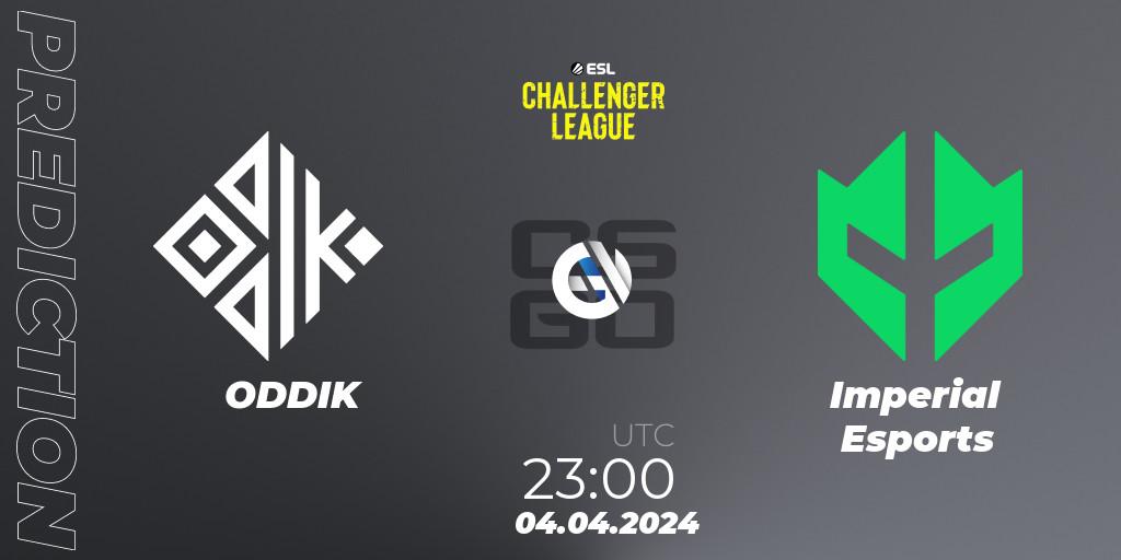 Prognose für das Spiel ODDIK VS Imperial Esports. 04.04.2024 at 23:00. Counter-Strike (CS2) - ESL Challenger League Season 47: South America