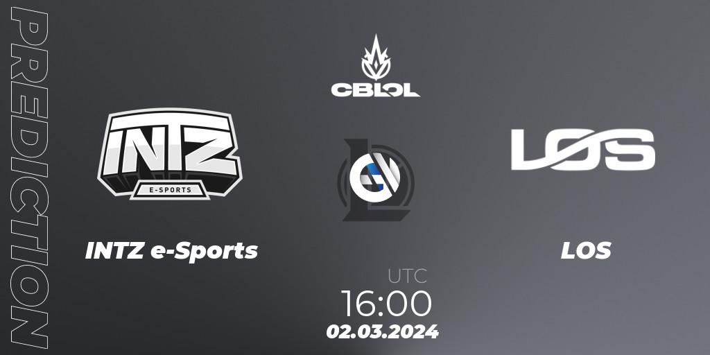 Prognose für das Spiel INTZ e-Sports VS LOS. 02.03.24. LoL - CBLOL Split 1 2024 - Group Stage