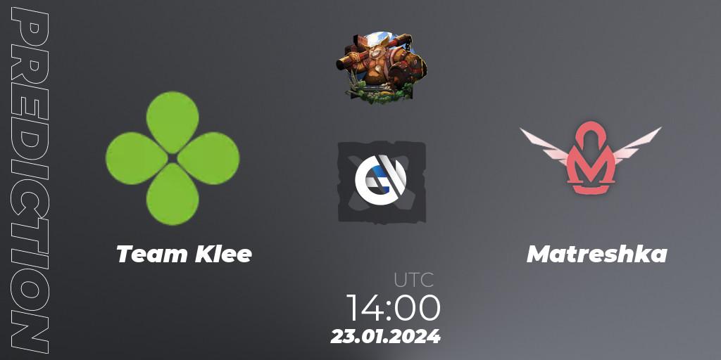 Prognose für das Spiel Team Klee VS Matreshka. 23.01.24. Dota 2 - ESL One Birmingham 2024: Eastern Europe Open Qualifier #1