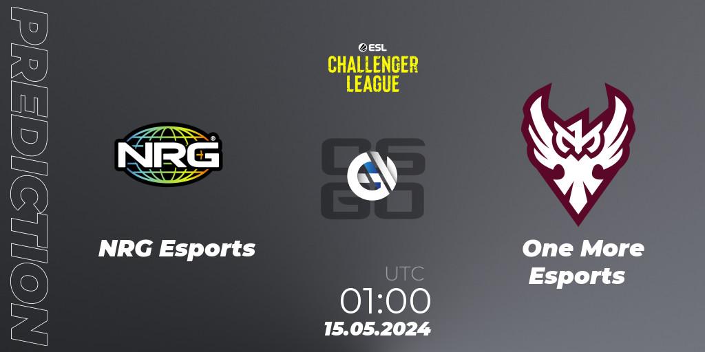 Prognose für das Spiel NRG Esports VS One More Esports. 15.05.2024 at 01:00. Counter-Strike (CS2) - ESL Challenger League Season 47: North America