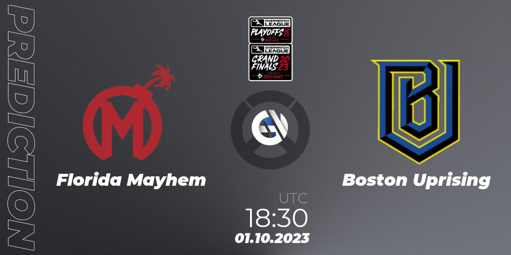 Prognose für das Spiel Florida Mayhem VS Boston Uprising. 01.10.23. Overwatch - Overwatch League 2023 - Playoffs
