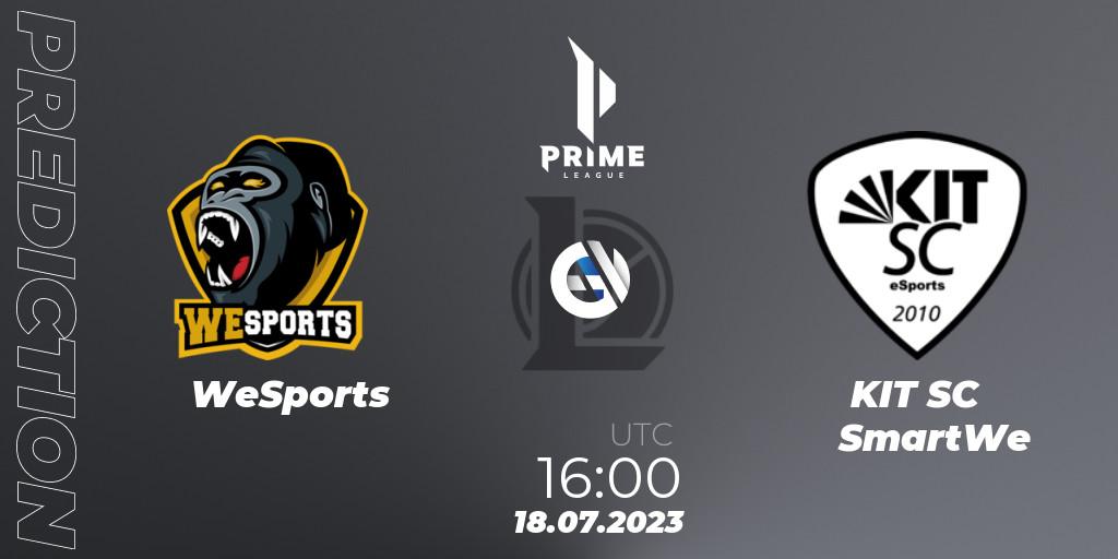 Prognose für das Spiel WeSports VS KIT SC SmartWe. 18.07.2023 at 16:00. LoL - Prime League 2nd Division Summer 2023