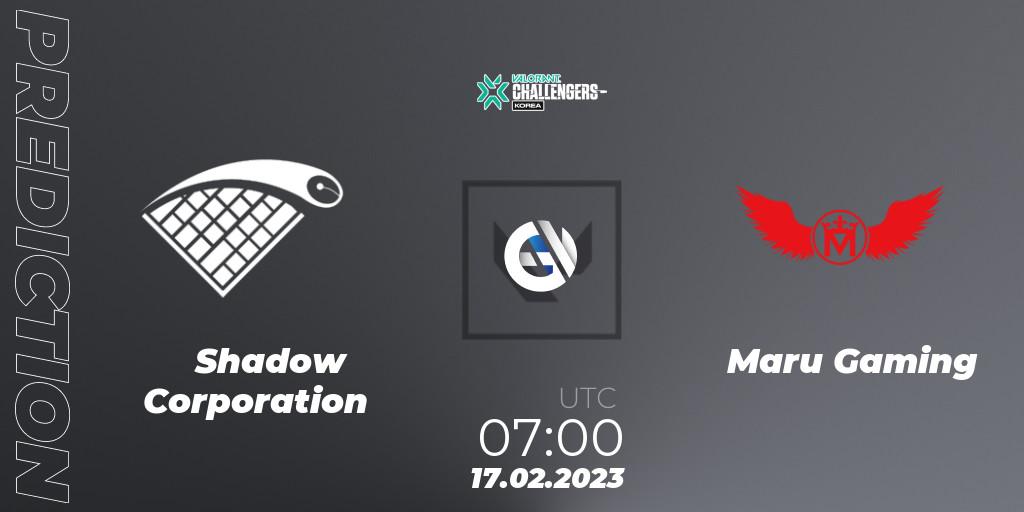 Prognose für das Spiel Shadow Corporation VS Maru Gaming. 17.02.2023 at 07:00. VALORANT - VALORANT Challengers 2023: Korea Split 1