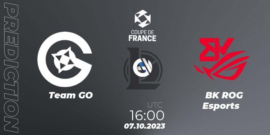Prognose für das Spiel Team GO VS BK ROG Esports. 07.10.23. LoL - Coupe de France 2023