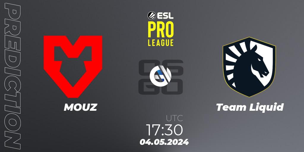 Prognose für das Spiel MOUZ VS Team Liquid. 04.05.2024 at 17:30. Counter-Strike (CS2) - ESL Pro League Season 19