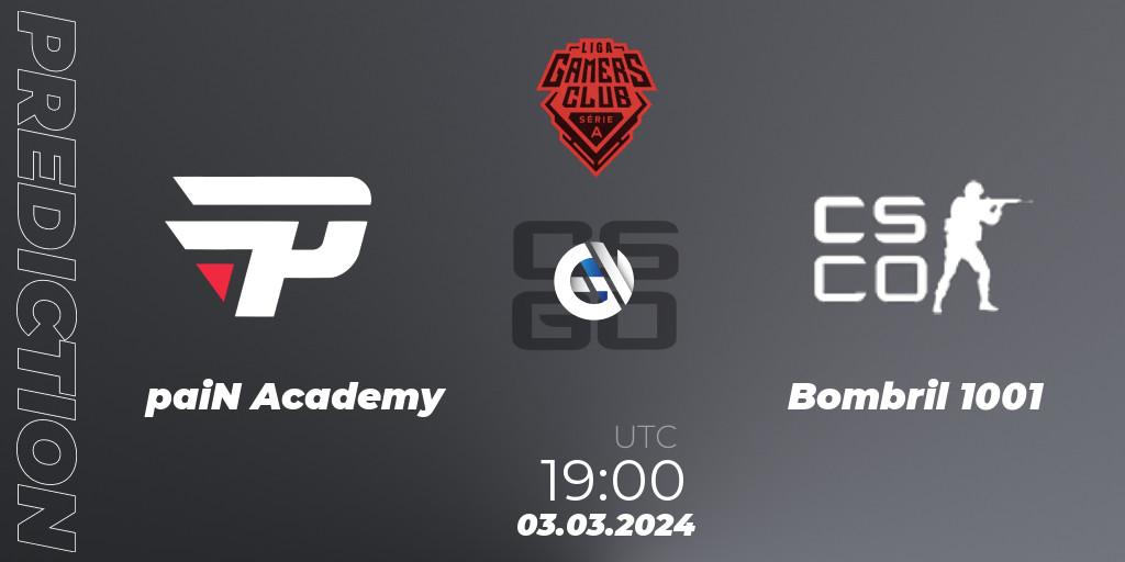 Prognose für das Spiel paiN Academy VS Bombril 1001. 03.03.24. CS2 (CS:GO) - Gamers Club Liga Série A: February 2024