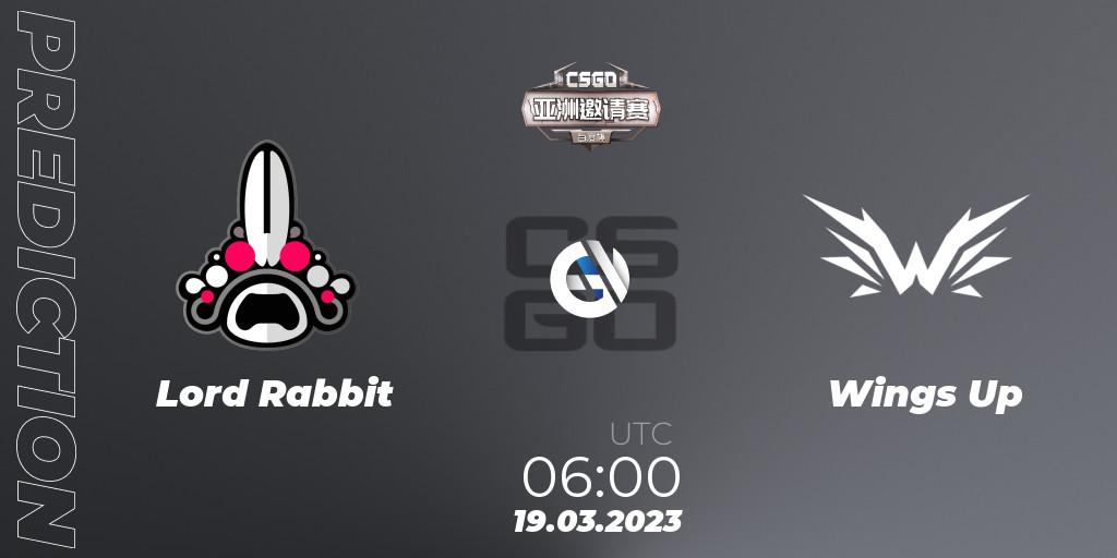 Prognose für das Spiel Lord Rabbit VS Wings Up. 19.03.2023 at 06:00. Counter-Strike (CS2) - Baidu Cup Invitational #2