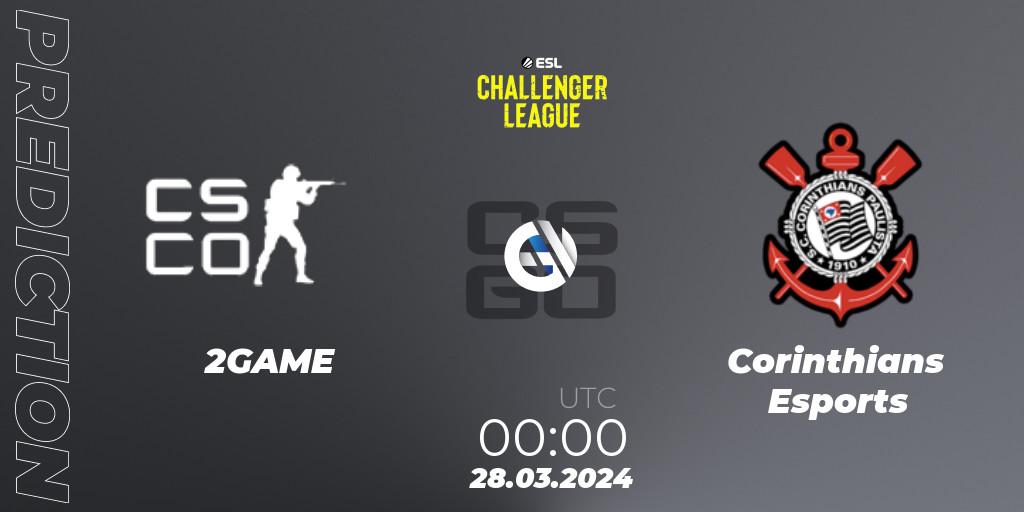 Prognose für das Spiel 2GAME VS Corinthians Esports. 28.03.24. CS2 (CS:GO) - ESL Challenger League Season 47: South America