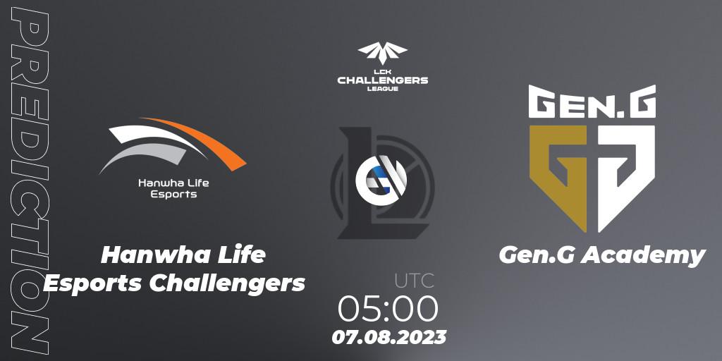 Prognose für das Spiel Hanwha Life Esports Challengers VS Gen.G Academy. 07.08.23. LoL - LCK Challengers League 2023 Summer - Playoffs
