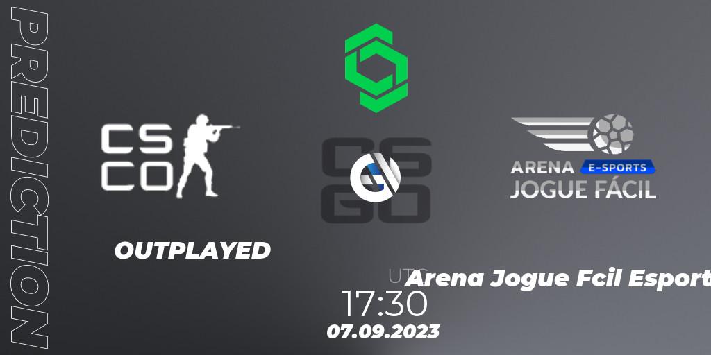 Prognose für das Spiel OUTPLAYED VS Arena Jogue Fácil Esports. 07.09.2023 at 17:30. Counter-Strike (CS2) - CCT South America Series #11: Closed Qualifier
