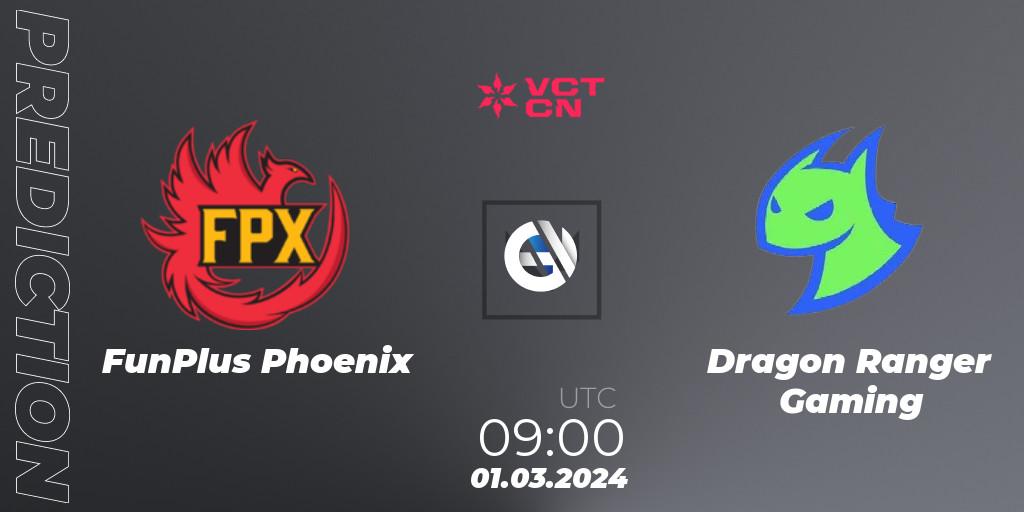 Prognose für das Spiel FunPlus Phoenix VS Dragon Ranger Gaming. 01.03.24. VALORANT - VCT 2024: China Kickoff