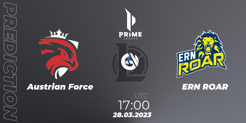 Prognose für das Spiel Austrian Force VS ERN ROAR. 28.03.23. LoL - Prime League 2nd Division Spring 2023 - Playoffs