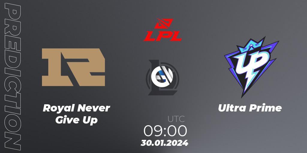 Prognose für das Spiel Royal Never Give Up VS Ultra Prime. 30.01.2024 at 09:00. LoL - LPL Spring 2024 - Group Stage