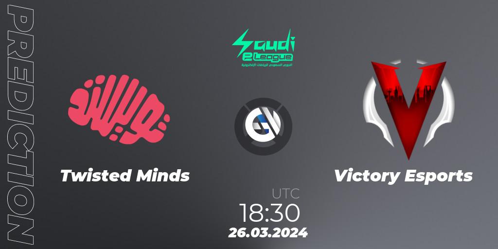 Prognose für das Spiel Twisted Minds VS Victory Esports. 26.03.2024 at 18:30. Overwatch - Saudi eLeague 2024 - Major 1
