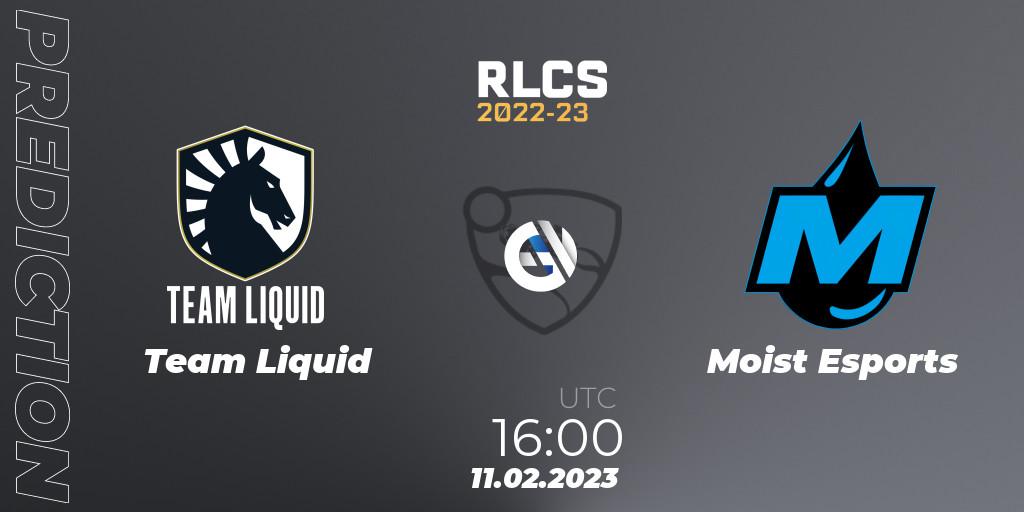 Prognose für das Spiel Team Liquid VS Moist Esports. 11.02.2023 at 16:00. Rocket League - RLCS 2022-23 - Winter: Europe Regional 2 - Winter Cup