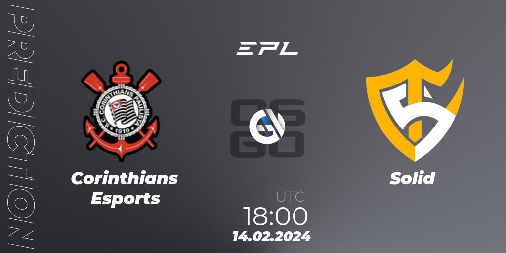 Prognose für das Spiel Corinthians Esports VS Solid. 14.02.2024 at 18:00. Counter-Strike (CS2) - EPL World Series Americas Season 6
