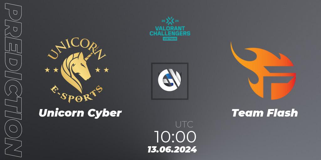 Prognose für das Spiel Unicorn Cyber VS Team Flash. 13.06.2024 at 10:00. VALORANT - VALORANT Challengers 2024: Vietnam Split 2