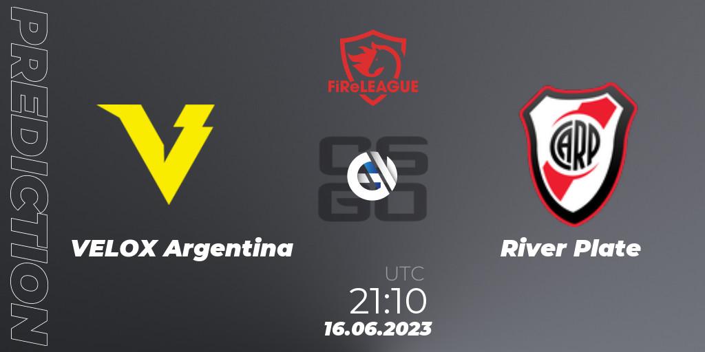 Prognose für das Spiel VELOX Argentina VS River Plate. 16.06.2023 at 21:10. Counter-Strike (CS2) - FiReLEAGUE Argentina 2023: Closed Qualifier
