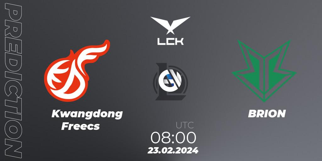 Prognose für das Spiel Kwangdong Freecs VS BRION. 23.02.24. LoL - LCK Spring 2024 - Group Stage