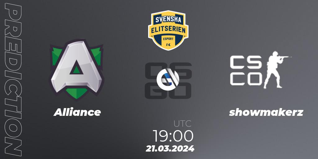Prognose für das Spiel Alliance VS showmakerz. 21.03.2024 at 19:10. Counter-Strike (CS2) - Svenska Elitserien Spring 2024