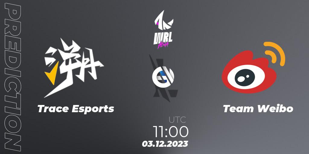 Prognose für das Spiel Trace Esports VS Team Weibo. 03.12.2023 at 11:00. Wild Rift - WRL Asia 2023 - Season 2 - Regular Season