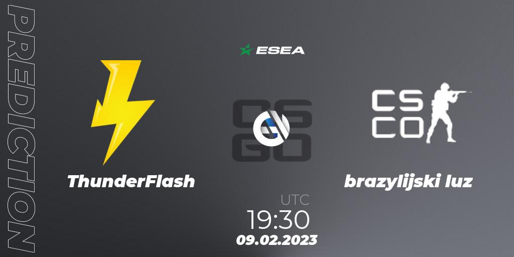 Prognose für das Spiel ThunderFlash VS Singularity. 09.02.23. CS2 (CS:GO) - ESEA Season 44: Advanced Division - Europe