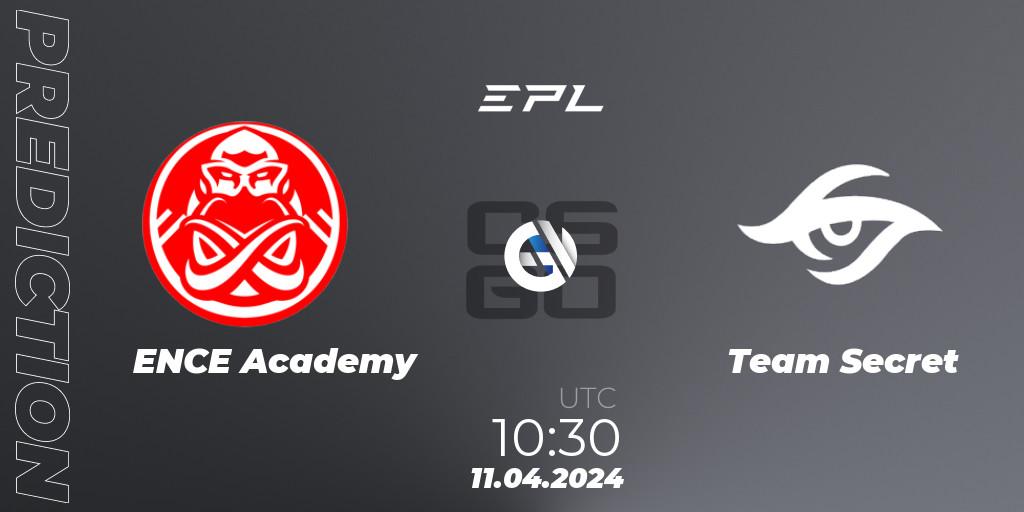 Prognose für das Spiel ENCE Academy VS Team Secret. 11.04.24. CS2 (CS:GO) - European Pro League Season 15
