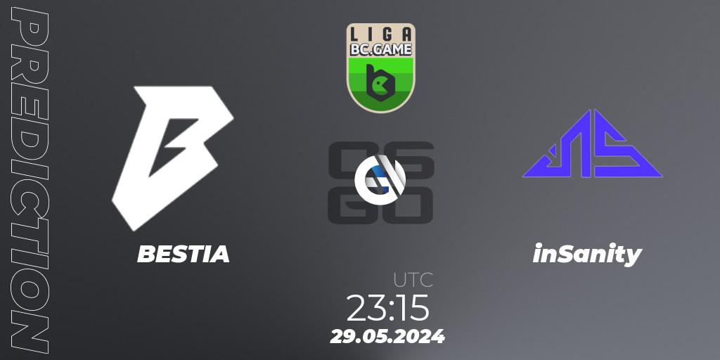 Prognose für das Spiel BESTIA VS inSanity. 29.05.2024 at 23:15. Counter-Strike (CS2) - Dust2 Brasil Liga Season 3