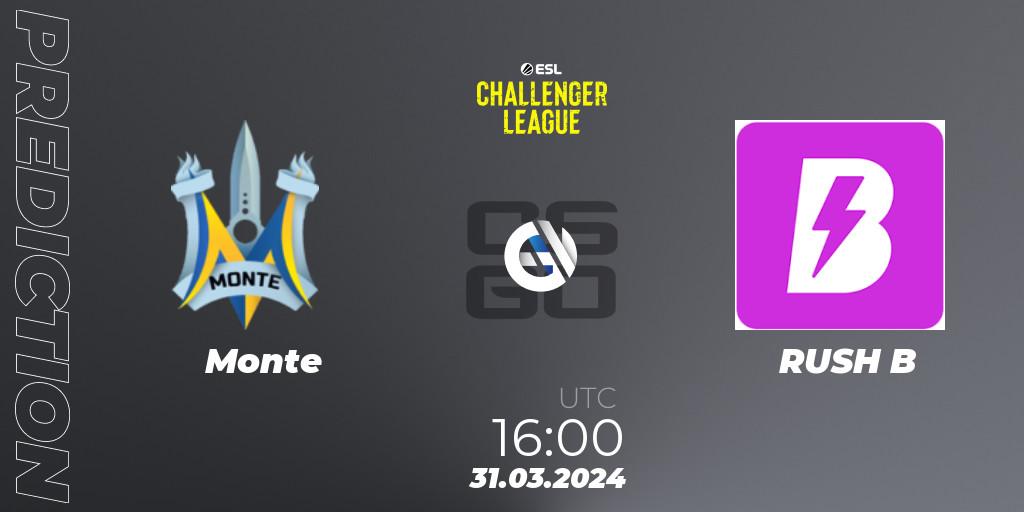 Prognose für das Spiel Monte VS RUSH B. 31.03.24. CS2 (CS:GO) - ESL Challenger League Season 47: Europe