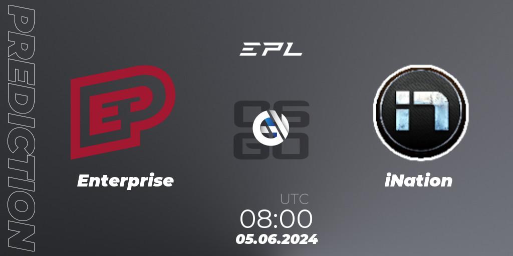 Prognose für das Spiel Enterprise VS ex-iNation. 05.06.2024 at 14:00. Counter-Strike (CS2) - European Pro League Season 16