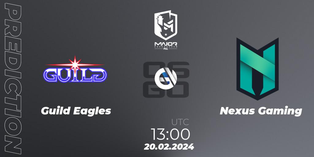 Prognose für das Spiel Guild Eagles VS Nexus Gaming. 20.02.24. CS2 (CS:GO) - PGL CS2 Major Copenhagen 2024: European RMR B