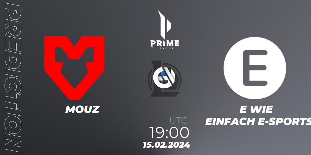 Prognose für das Spiel MOUZ VS E WIE EINFACH E-SPORTS. 15.02.24. LoL - Prime League Spring 2024 - Group Stage