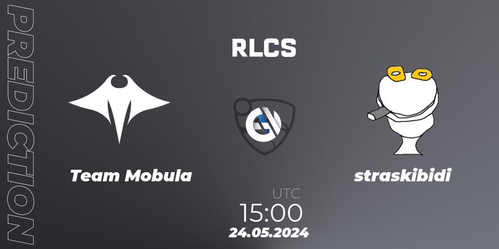 Prognose für das Spiel Team Mobula VS straskibidi. 24.05.2024 at 15:00. Rocket League - RLCS 2024 - Major 2: SSA Open Qualifier 6