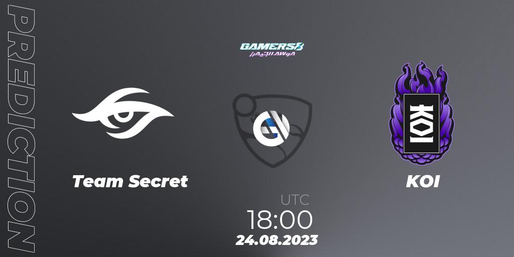 Prognose für das Spiel Team Secret VS KOI. 24.08.2023 at 17:00. Rocket League - Gamers8 2023