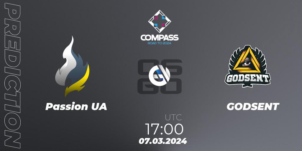 Prognose für das Spiel Passion UA VS GODSENT. 07.03.24. CS2 (CS:GO) - YaLLa Compass Spring 2024 Contenders