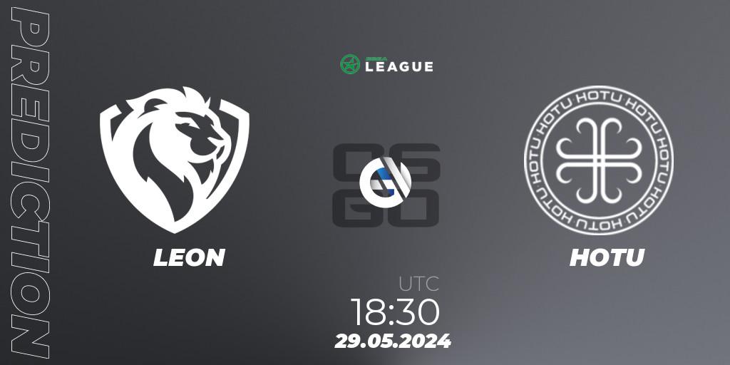 Prognose für das Spiel LEON VS HOTU. 29.05.2024 at 19:00. Counter-Strike (CS2) - ESEA Season 49: Advanced Division - Europe