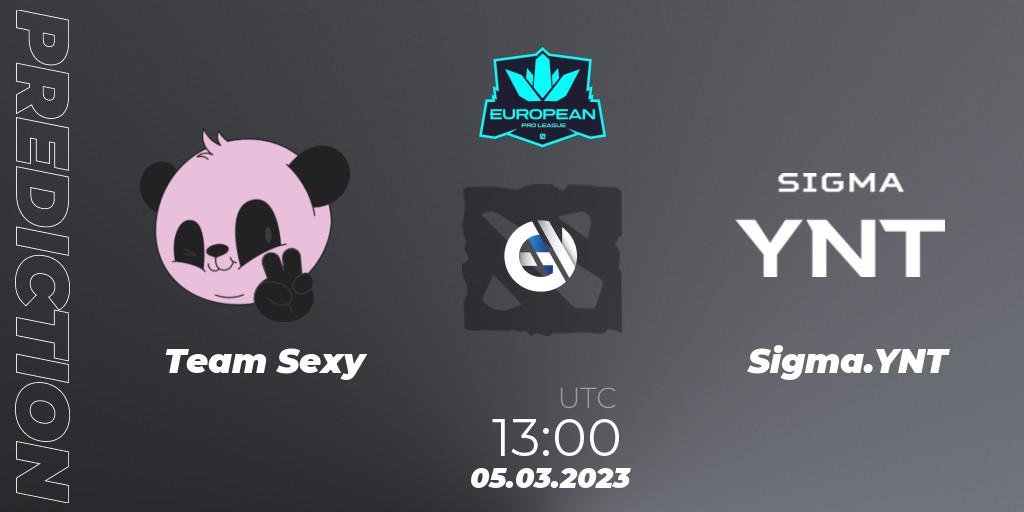 Prognose für das Spiel Team Sexy VS Sigma.YNT. 05.03.2023 at 13:12. Dota 2 - European Pro League Season 7