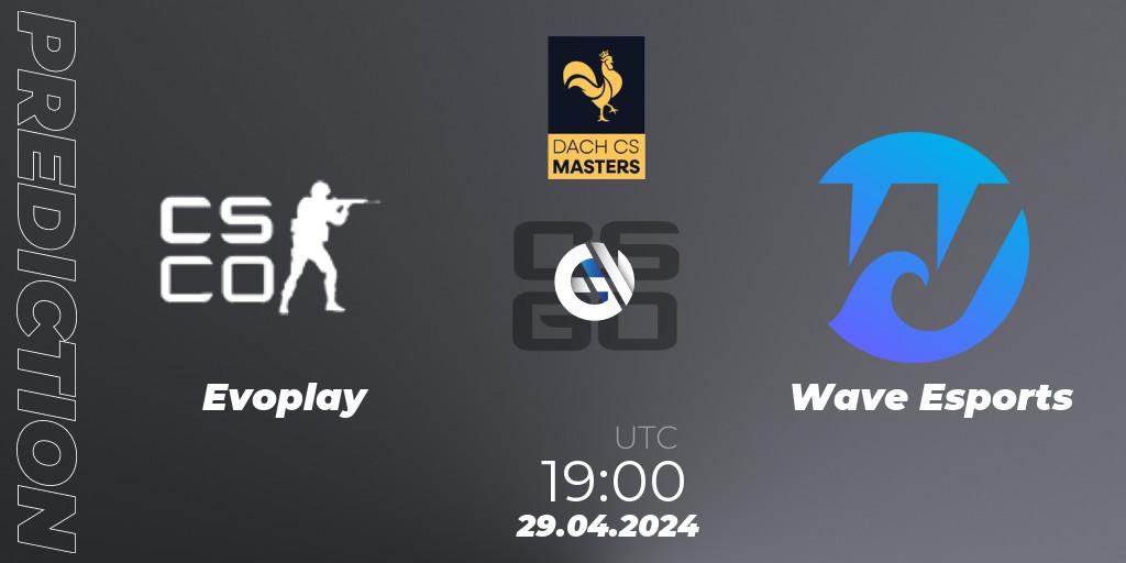 Prognose für das Spiel Evoplay VS Wave Esports. 23.05.2024 at 19:00. Counter-Strike (CS2) - DACH CS Masters Season 1