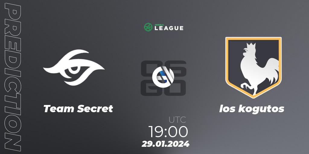Prognose für das Spiel Team Secret VS los kogutos. 01.02.24. CS2 (CS:GO) - ESEA Season 48: Advanced Division - Europe