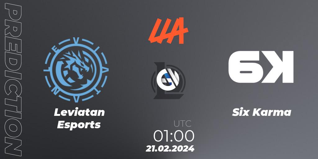 Prognose für das Spiel Leviatan Esports VS Six Karma. 21.02.24. LoL - LLA 2024 Opening Group Stage