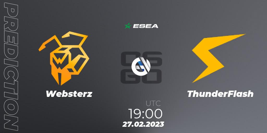 Prognose für das Spiel Websterz VS ThunderFlash. 27.02.23. CS2 (CS:GO) - ESEA Season 44: Advanced Division - Europe