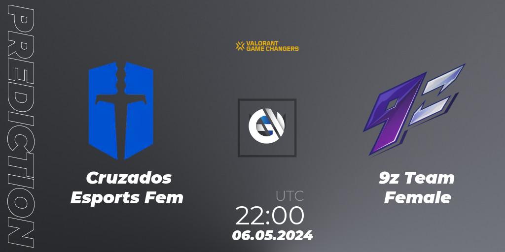 Prognose für das Spiel Cruzados Esports Fem VS 9z Team Female. 06.05.2024 at 22:00. VALORANT - VCT 2024: Game Changers LAS - Opening