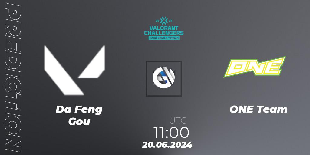 Prognose für das Spiel Da Feng Gou VS ONE Team. 20.06.2024 at 11:00. VALORANT - VALORANT Challengers Hong Kong and Taiwan 2024: Split 2