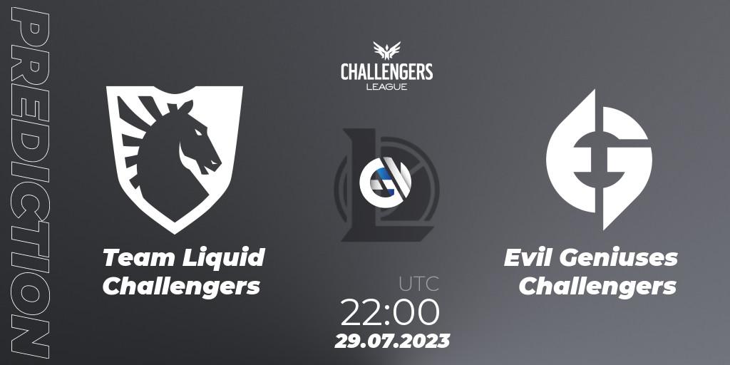 Prognose für das Spiel Team Liquid Challengers VS Evil Geniuses Challengers. 29.07.23. LoL - North American Challengers League 2023 Summer - Playoffs